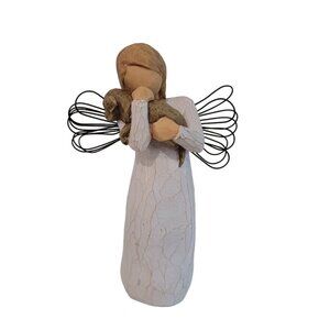 Willow Tree Angel of friendship angel with puppy dog wooden with metal wings